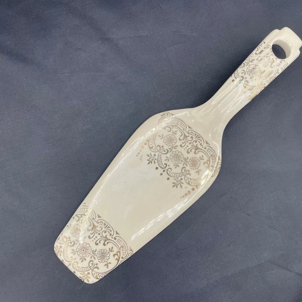 Vintage Homer Laughlin Charm House Gold Scroll Design Pie Cake Server Knife